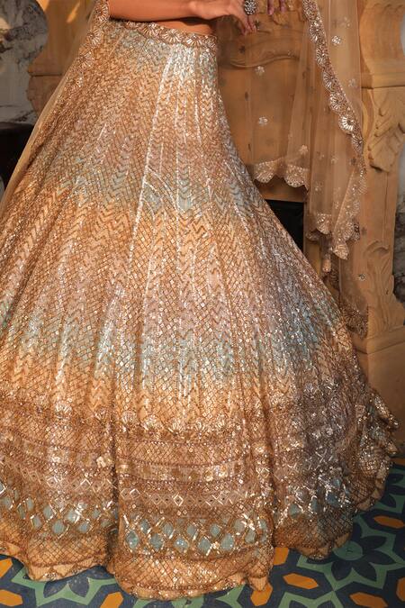 Buy Presto Couture Multi Color Net Sequins, Crystals Ombre Hand Embroidered Bridal Lehenga Set Online at Aza Fashions Buy_Presto Couture_Multi Color Net Sequins, Crystals Ombre Hand Embroidered Bridal Lehenga Set _Online_at_Aza_Fashions