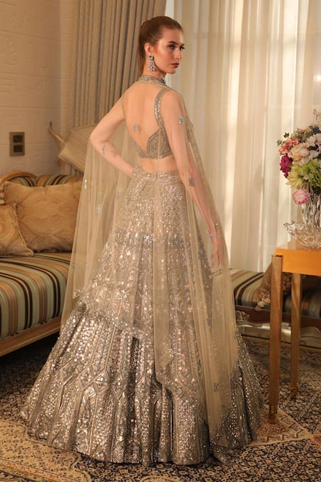 Presto Couture Symmetric Pattern Hand Embroidered Bridal Lehenga Set 