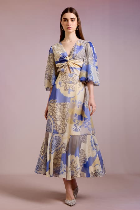 Pankaj & Nidhi Dome Flower Print Dress 