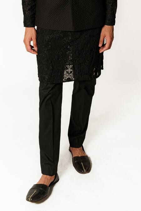 Buy Rabani & Rakha Black Cotton, Georgette, Silk Embroidery Quilted Bundi And Floral Kurta Set Online at Aza Fashions Buy_Rabani & Rakha_Black Cotton, Georgette, Silk Embroidery Quilted Bundi And Floral Kurta Set _Online_at_Aza_Fashions