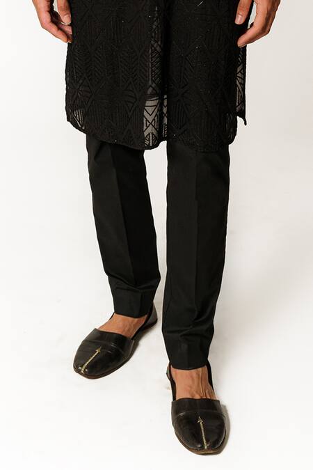 Rabani & Rakha Black Georgette, Cotton Satin, Cotton, Silk Sequins Embroidered Kurta And Pant Set Online at Aza Fashions Rabani & Rakha_Black Georgette, Cotton Satin, Cotton, Silk Sequins Embroidered Kurta And Pant Set _Online_at_Aza_Fashions