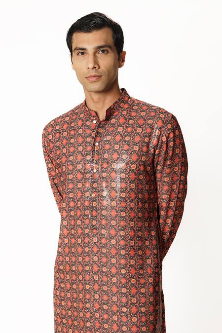 Rabani & Rakha Purple Georgette, Cotton, Silk Sequins Embroidered Kurta And Pant Set at Aza Fashions Rabani & Rakha_Purple Georgette, Cotton, Silk Sequins Embroidered Kurta And Pant Set _at_Aza_Fashions