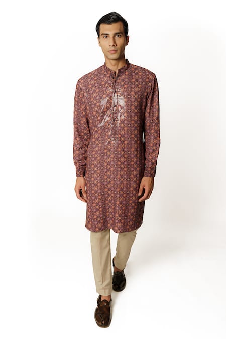 Rabani & Rakha Sequin Embroidered Straight Kurta & Pant Set 