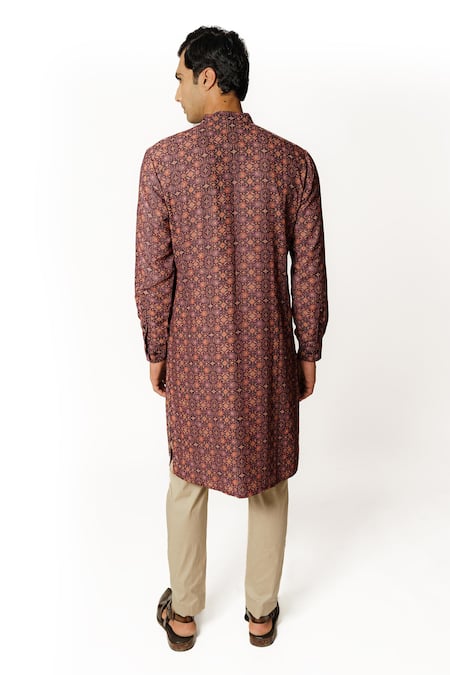 Shop_Rabani & Rakha_Purple Cotton, Silk, Georgette Sequins Embroidered Straight Kurta And Pant Set _at_Aza_Fashions