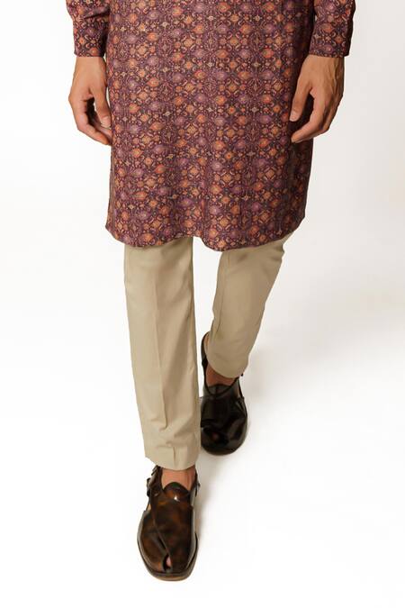 Rabani & Rakha_Purple Cotton, Silk, Georgette Sequins Embroidered Straight Kurta And Pant Set _Online_at_Aza_Fashions