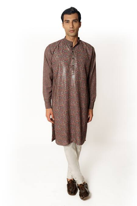 Rabani & Rakha Blue Cotton, Georgette, Crepe, Silk Sequins Printed Embroidered Kurta And Pant Set Online at Aza Fashions Rabani & Rakha_Blue Cotton, Georgette, Crepe, Silk Sequins Printed Embroidered Kurta And Pant Set _Online_at_Aza_Fashions