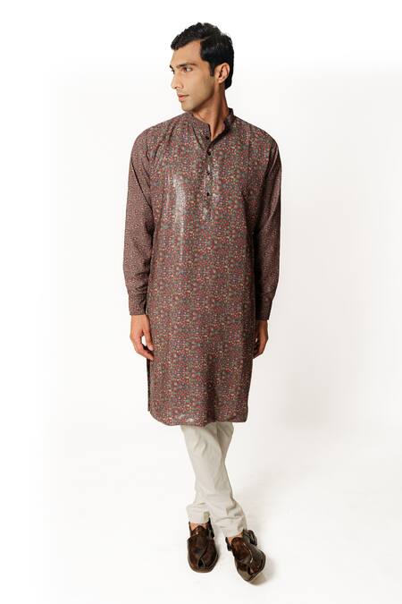 Shop Rabani & Rakha Blue Cotton, Georgette, Crepe, Silk Sequins Printed Embroidered Kurta And Pant Set Online at Aza Fashions Shop_Rabani & Rakha_Blue Cotton, Georgette, Crepe, Silk Sequins Printed Embroidered Kurta And Pant Set _Online_at_Aza_Fashions