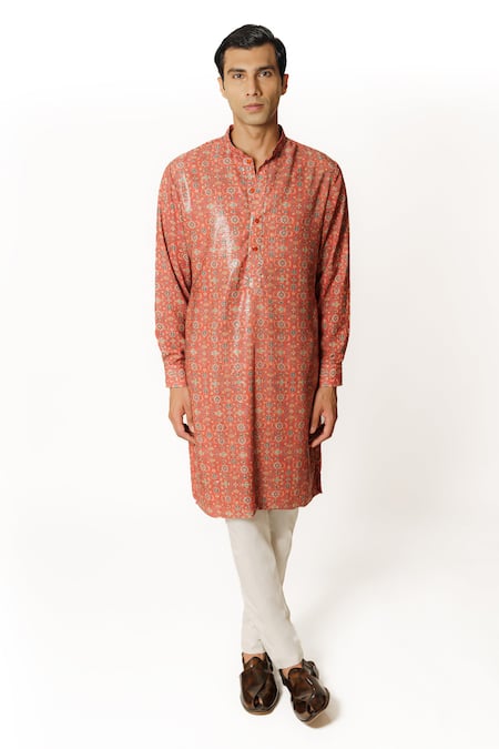 Rabani & Rakha Straight Printed Embroidered Kurta & Pant Set 