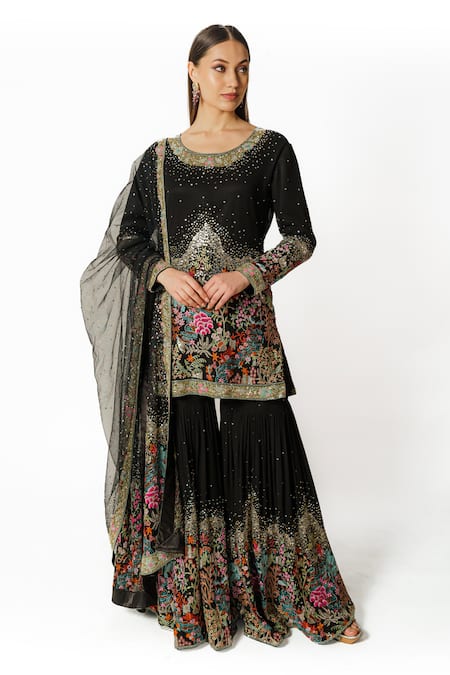 Rabani & Rakha Resham Embroidered Straight Kurta Gharara Set 