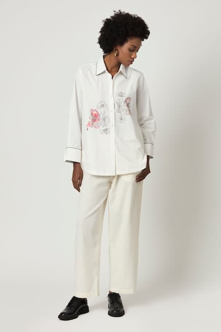 Varun Bahl Ivory Linen Solid Trouser 