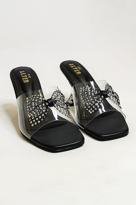 Shop The Alter Black Studs Bling Bow Detail Heels at Aza Fashions Shop_The Alter_Black Studs Bling Bow Detail Heels _at_Aza_Fashions