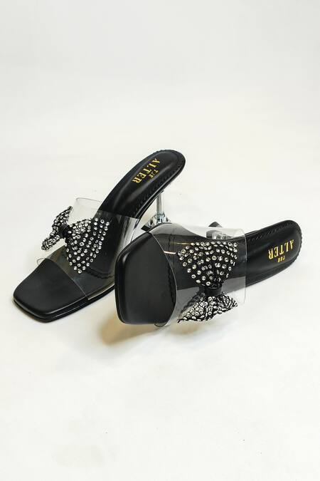 Buy The Alter Black Studs Bling Bow Detail Heels Online at Aza Fashions Buy_The Alter_Black Studs Bling Bow Detail Heels _Online_at_Aza_Fashions