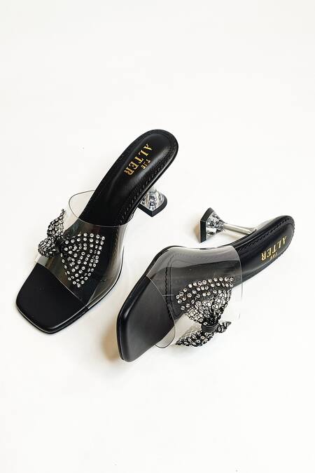 Shop The Alter Black Studs Bling Bow Detail Heels Online at Aza Fashions Shop_The Alter_Black Studs Bling Bow Detail Heels _Online_at_Aza_Fashions