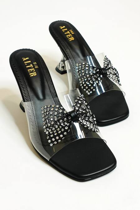 The Alter Black Studs Bling Bow Detail Heels at Aza Fashions The Alter_Black Studs Bling Bow Detail Heels _at_Aza_Fashions
