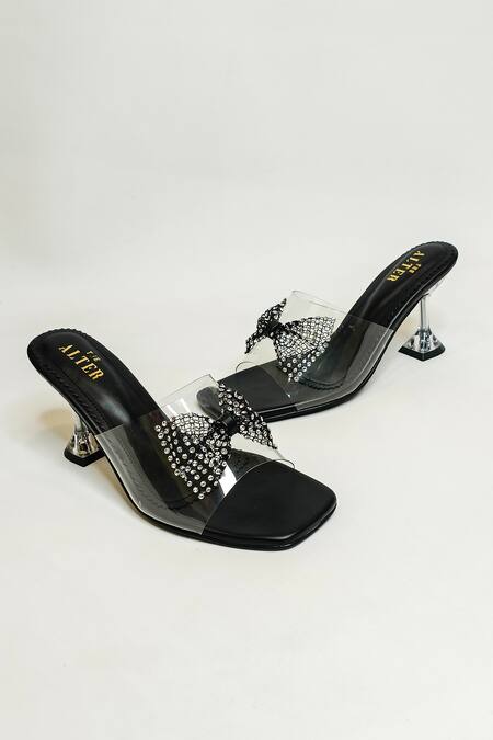 Buy The Alter Black Studs Bling Bow Detail Heels Buy_The Alter_Black Studs Bling Bow Detail Heels