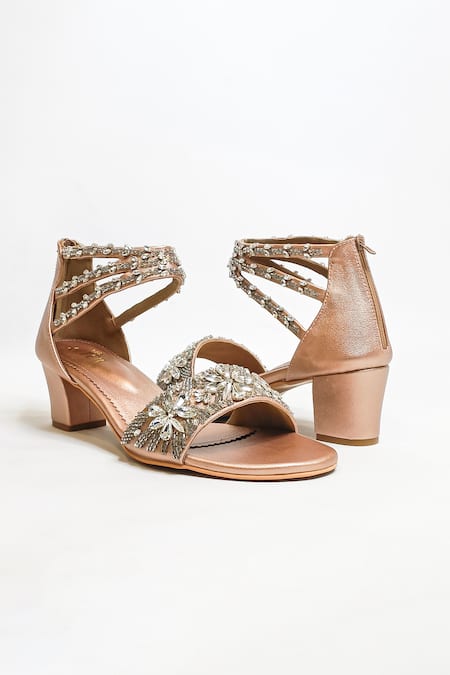 The Alter Rose Gold Rhinestones Bella Embellished Block Heels Online at Aza Fashions The Alter_Rose Gold Rhinestones Bella Embellished Block Heels _Online_at_Aza_Fashions