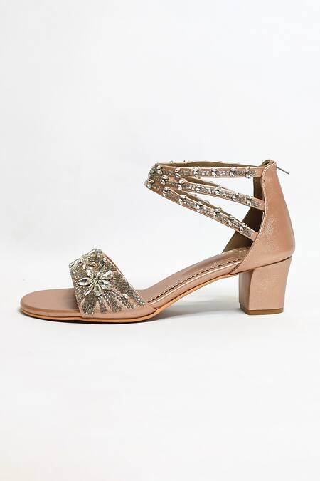 Buy The Alter Rose Gold Rhinestones Bella Embellished Block Heels Online at Aza Fashions Buy_The Alter_Rose Gold Rhinestones Bella Embellished Block Heels _Online_at_Aza_Fashions