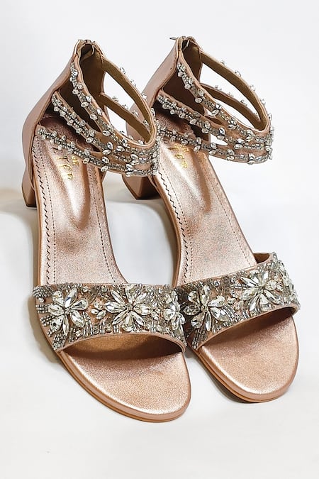 Buy The Alter Rose Gold Rhinestones Bella Embellished Block Heels Buy_The Alter_Rose Gold Rhinestones Bella Embellished Block Heels