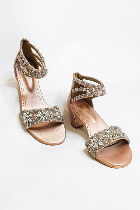 Shop The Alter Rose Gold Rhinestones Bella Embellished Block Heels Shop_The Alter_Rose Gold Rhinestones Bella Embellished Block Heels