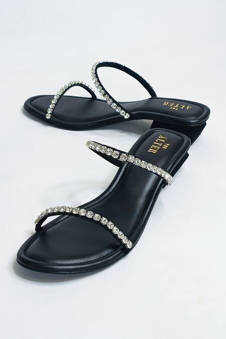 The Alter Black Rhinestones Mysha Embellished Slip-on Block Heels at Aza Fashions The Alter_Black Rhinestones Mysha Embellished Slip-on Block Heels _at_Aza_Fashions