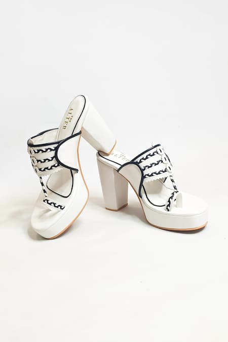 THE ALTER Thread Embroidered Slip-On Kolhapuri Block Heels 