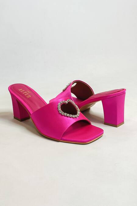 The Alter_Pink Stones Sweetheart Embellished Slip-on Heels_Online_at_Aza_Fashions