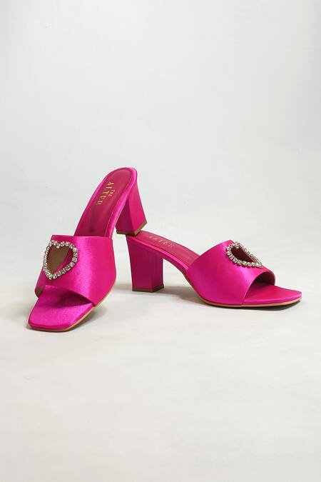 Buy_The Alter_Pink Stones Sweetheart Embellished Slip-on Heels_Online_at_Aza_Fashions