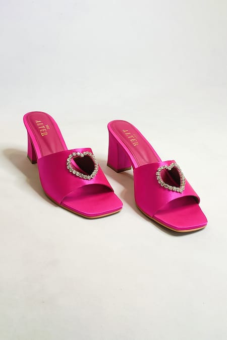 Shop_The Alter_Pink Stones Sweetheart Embellished Slip-on Heels_Online_at_Aza_Fashions