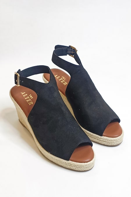 Shop The Alter Black Solid Peep Toe Wedges at Aza Fashions Shop_The Alter_Black Solid Peep Toe Wedges _at_Aza_Fashions