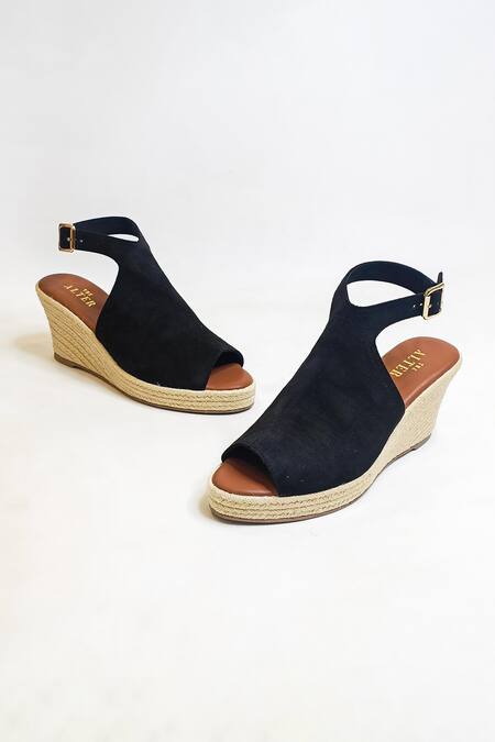 Buy The Alter Black Solid Peep Toe Wedges Online at Aza Fashions Buy_The Alter_Black Solid Peep Toe Wedges _Online_at_Aza_Fashions