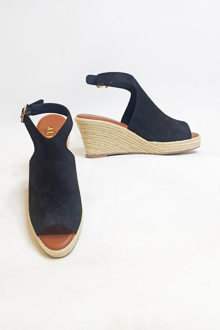 The Alter Black Solid Peep Toe Wedges at Aza Fashions The Alter_Black Solid Peep Toe Wedges _at_Aza_Fashions