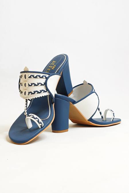 Buy The Alter White Embroidery Myra Thread Slip-on Kolhapuri Block Heels Buy_The Alter_White Embroidery Myra Thread Slip-on Kolhapuri Block Heels