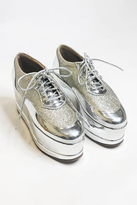 Shop The Alter Silver Shimmer Embellished Sneaker Wedges at Aza Fashions Shop_The Alter_Silver Shimmer Embellished Sneaker Wedges _at_Aza_Fashions