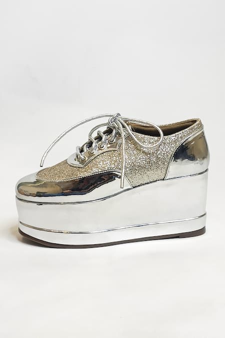 The Alter Silver Shimmer Embellished Sneaker Wedges Online at Aza Fashions The Alter_Silver Shimmer Embellished Sneaker Wedges _Online_at_Aza_Fashions