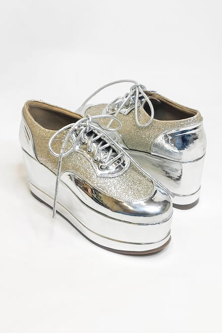 Buy The Alter Silver Shimmer Embellished Sneaker Wedges Online at Aza Fashions Buy_The Alter_Silver Shimmer Embellished Sneaker Wedges _Online_at_Aza_Fashions