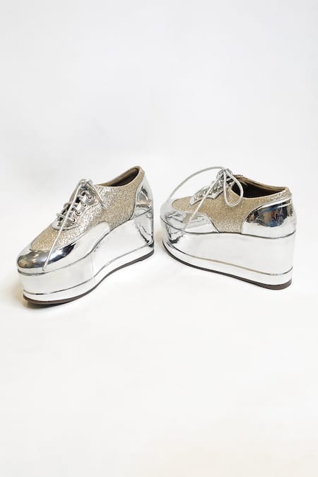 Shop The Alter Silver Shimmer Embellished Sneaker Wedges Online at Aza Fashions Shop_The Alter_Silver Shimmer Embellished Sneaker Wedges _Online_at_Aza_Fashions