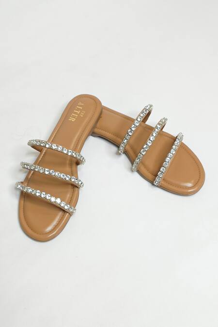 Buy The Alter Beige Embellished Slip-on Strappy Flats Online at Aza Fashions Buy_The Alter_Beige Embellished Slip-on Strappy Flats _Online_at_Aza_Fashions