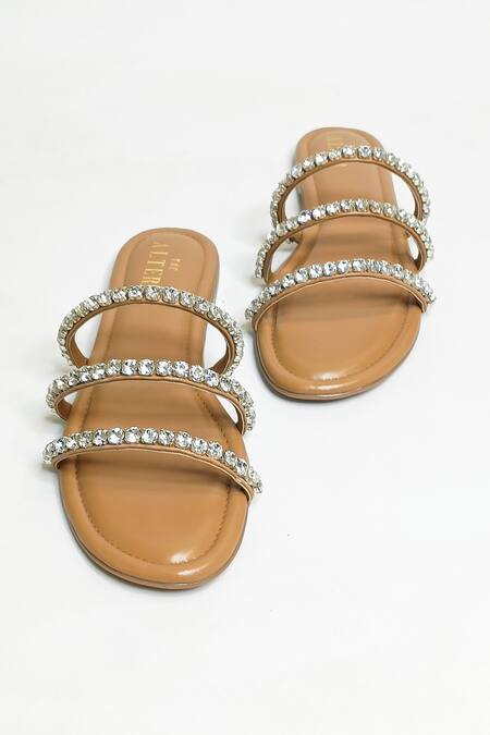 The Alter Beige Embellished Slip-on Strappy Flats at Aza Fashions The Alter_Beige Embellished Slip-on Strappy Flats _at_Aza_Fashions