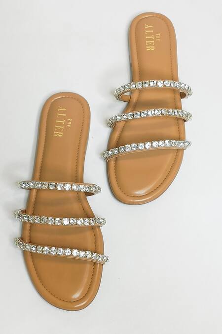 Buy The Alter Beige Embellished Slip-on Strappy Flats Buy_The Alter_Beige Embellished Slip-on Strappy Flats