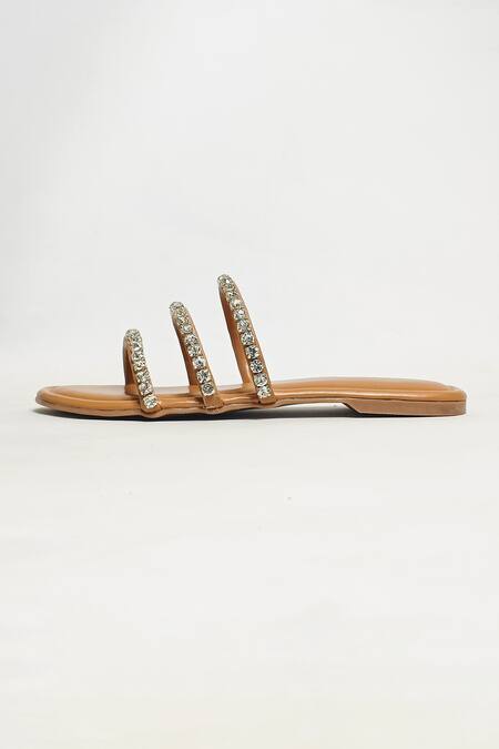 Shop The Alter Beige Embellished Slip-on Strappy Flats Shop_The Alter_Beige Embellished Slip-on Strappy Flats