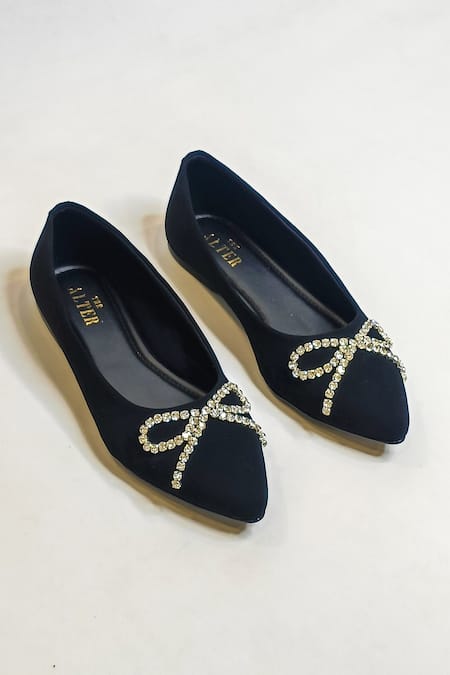 Shop The Alter Black Rhinestone Embellished Ballerinas at Aza Fashions Shop_The Alter_Black Rhinestone Embellished Ballerinas _at_Aza_Fashions