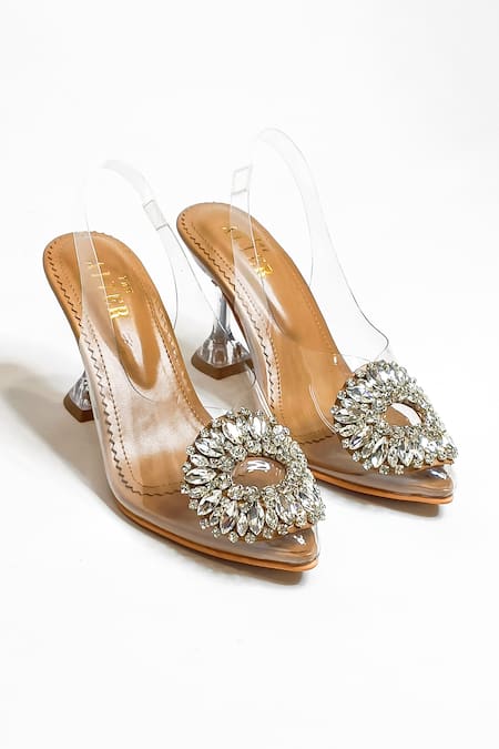 Shop The Alter Brown Studs Julia Embellished Pyramid Heels at Aza Fashions Shop_The Alter_Brown Studs Julia Embellished Pyramid Heels _at_Aza_Fashions