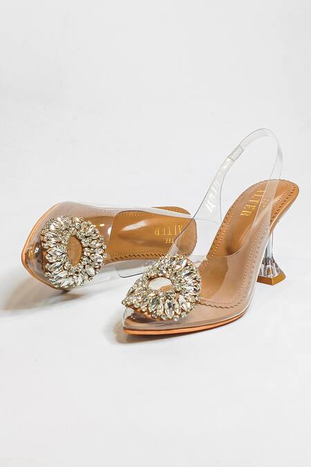 The Alter Brown Studs Julia Embellished Pyramid Heels Online at Aza Fashions The Alter_Brown Studs Julia Embellished Pyramid Heels _Online_at_Aza_Fashions