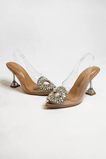 Buy The Alter Brown Studs Julia Embellished Pyramid Heels Online at Aza Fashions Buy_The Alter_Brown Studs Julia Embellished Pyramid Heels _Online_at_Aza_Fashions