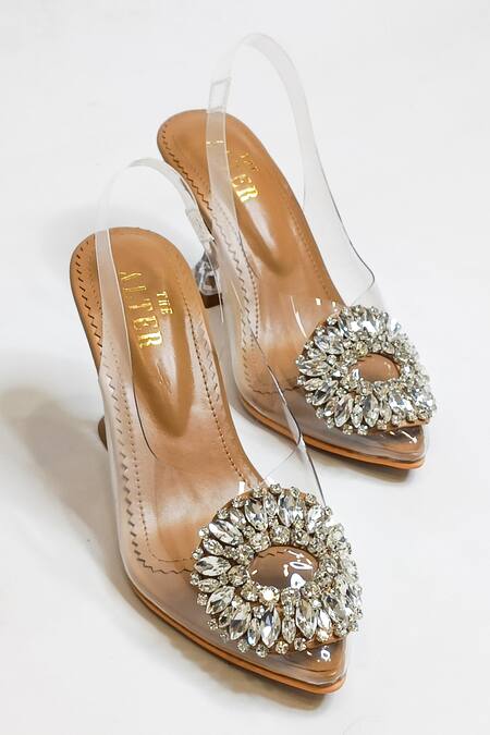 Shop The Alter Brown Studs Julia Embellished Pyramid Heels Online at Aza Fashions Shop_The Alter_Brown Studs Julia Embellished Pyramid Heels _Online_at_Aza_Fashions