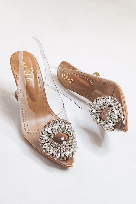 Buy The Alter Brown Studs Julia Embellished Pyramid Heels Buy_The Alter_Brown Studs Julia Embellished Pyramid Heels