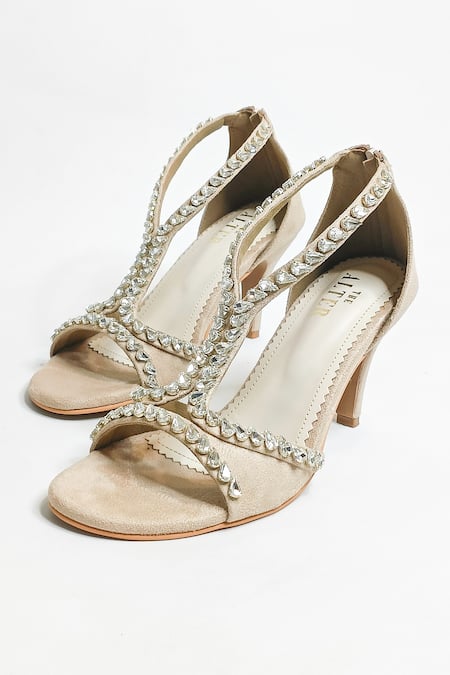 Shop The Alter Beige Crystals Angela Embellished Strappy Heels at Aza Fashions Shop_The Alter_Beige Crystals Angela Embellished Strappy Heels _at_Aza_Fashions