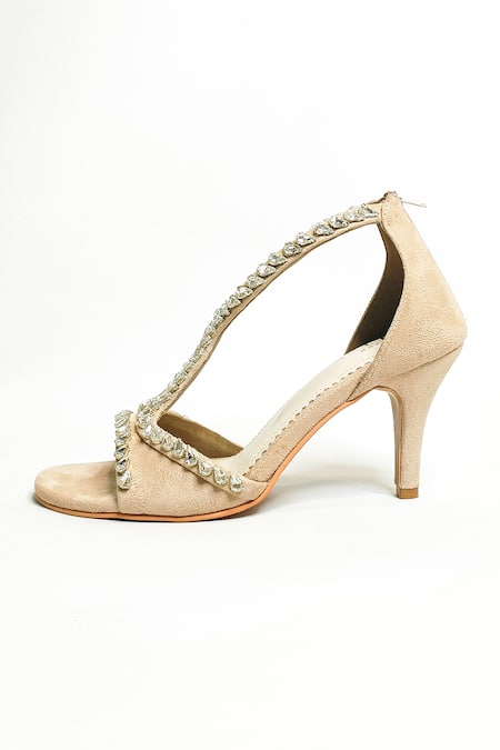 Buy The Alter Beige Crystals Angela Embellished Strappy Heels Buy_The Alter_Beige Crystals Angela Embellished Strappy Heels