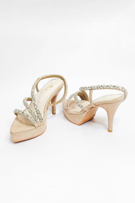 Buy The Alter Beige Rhinestones Kiara Embellished Platform Stilettos Buy_The Alter_Beige Rhinestones Kiara Embellished Platform Stilettos
