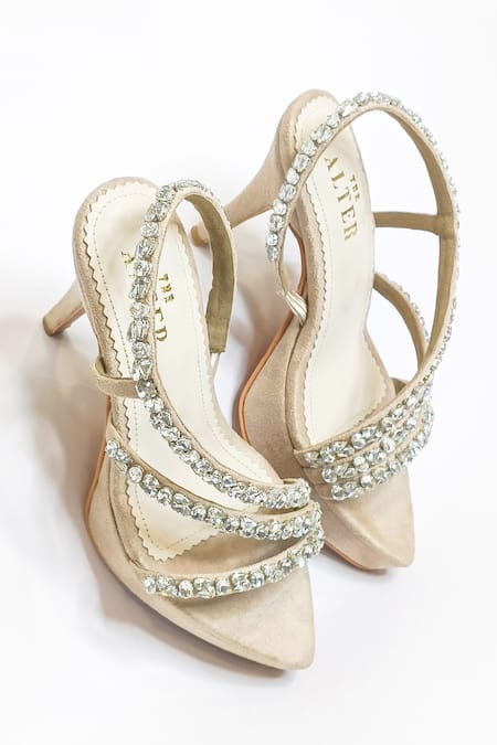 Shop The Alter Beige Rhinestones Kiara Embellished Platform Stilettos Shop_The Alter_Beige Rhinestones Kiara Embellished Platform Stilettos